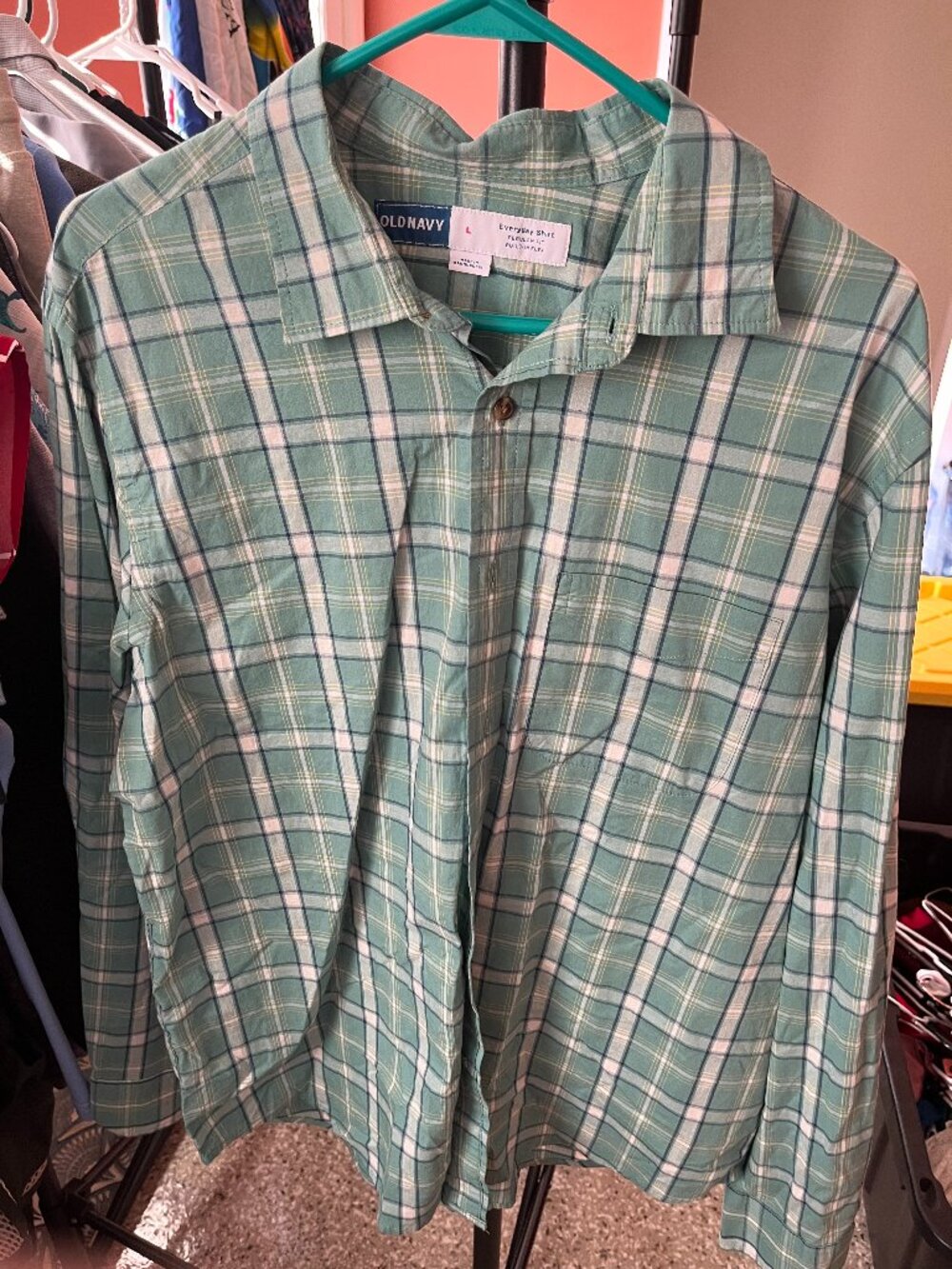 NWT Old Navy Men’s Green Plaid Everyday Shirt Size Large